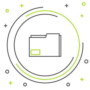 Beyaz arkaplanda izole edilmiş Satır Belgesi dosya simgesi. Muhasebe klasörü sembolü. Muhasebe yönetimi. Renkli taslak konsepti. Vektör