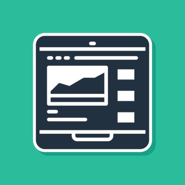 Mavi Ticaret kursları simgesi yeşil arka planda izole edildi. Uzaktan öğrenme finans yönetimi, hisse senedi piyasalarında mal alıp satma. Vektör