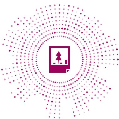 Beyaz arka planda izole edilmiş Mor Noel kartpostal ikonu. Mutlu Noeller ve mutlu yıllar. Soyut çember rastgele noktalar. Vektör