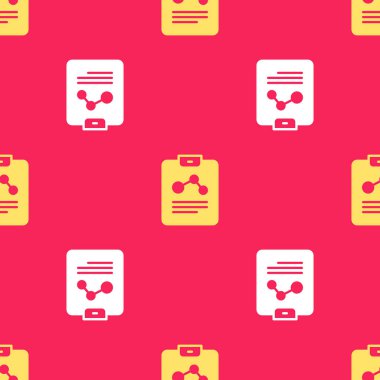 Sarı Kimya raporu simgesi kırmızı arkaplanda izole edilmiş kusursuz desen. Vektör