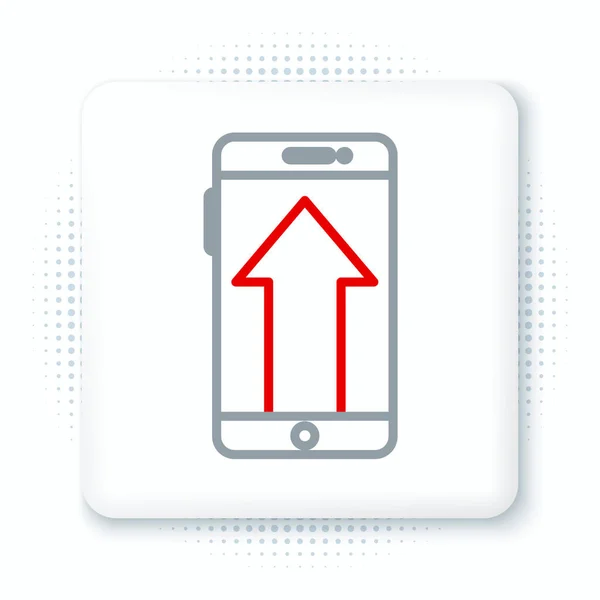 Línea Smartphone, icono del teléfono móvil aislado sobre fondo blanco. Concepto de esquema colorido. Vector — Vector de stock