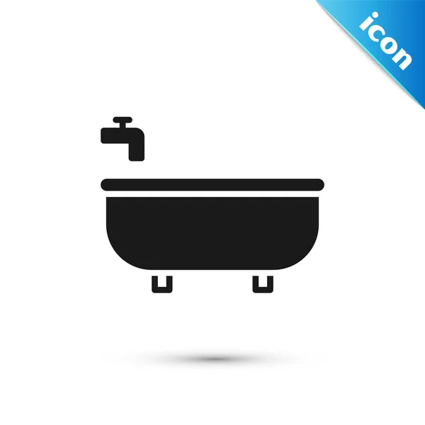 Grijze badkuip pictogram geïsoleerd op witte achtergrond. Vector Illustratie — Stockvector