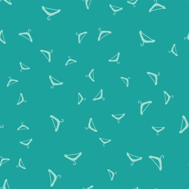 Yeşil Askı giysi ikonu yeşil arka planda izole edilmiş pürüzsüz desen. Vestiyer ikonu. Kıyafet servis sembolü. Çamaşır askı tabelası. Vektör