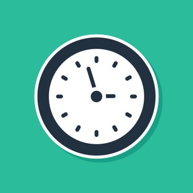 Mavi Saat simgesi yeşil arkaplanda izole edildi. Zaman sembolü. Vektör