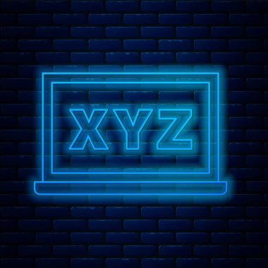 Duvardaki karatahta simgesinde parlayan neon hattı XYZ koordinat sistemi izole edildi. Grafik istatistikleri için XYZ ekseni. Vektör