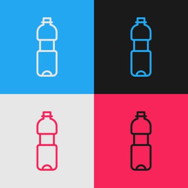 Popüler sanat eseri şişe ikonu renk arkaplanında izole edilmiş. Soda su içme tabelası. Vektör