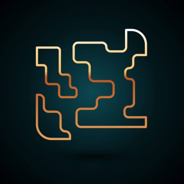 Koyu mavi arka planda izole edilmiş altın çizgili gaz ikonu. Gazdaki maddenin durumunu değiştiriyor. Vektör