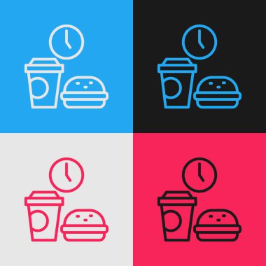 Pop sanat serisi Fast Food zaman simgesi renk arkaplanında izole edildi. Vektör