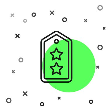 Siyah çizgi askeri rütbe simgesi beyaz arka planda izole edildi. Askeri rozet işareti. Vektör