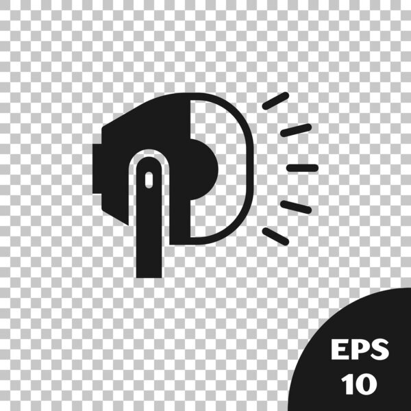 Черный велосипед голову лампы значок изолирован на прозрачном фоне. Велосипедные дорожные виды спорта ночной езды свет. Вектор