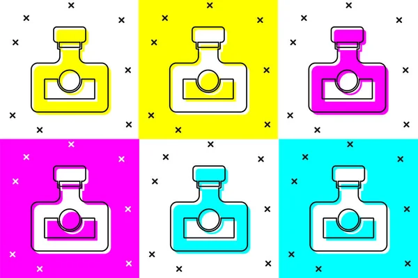 Set Alcohol drink Rum bottle icon isolated on color background. Vector — Stock Vector