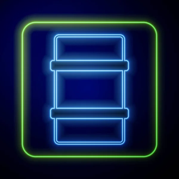 Glödande neon Metal öltunna ikon isolerad på blå bakgrund. Vektor — Stock vektor
