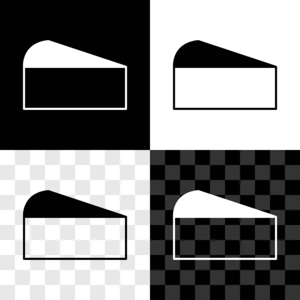 Conjunto icono de queso aislado en blanco y negro, fondo transparente. Vector — Vector de stock