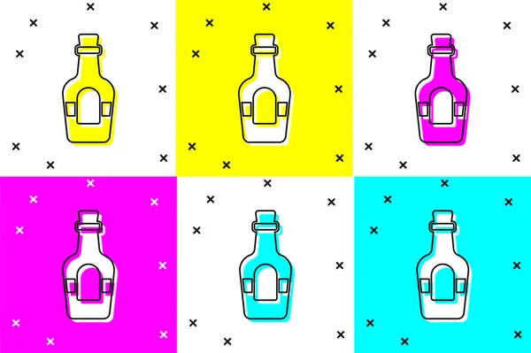 Zestaw Alkohol drink Rum butelka ikona izolowane na tle koloru. Wektor — Wektor stockowy