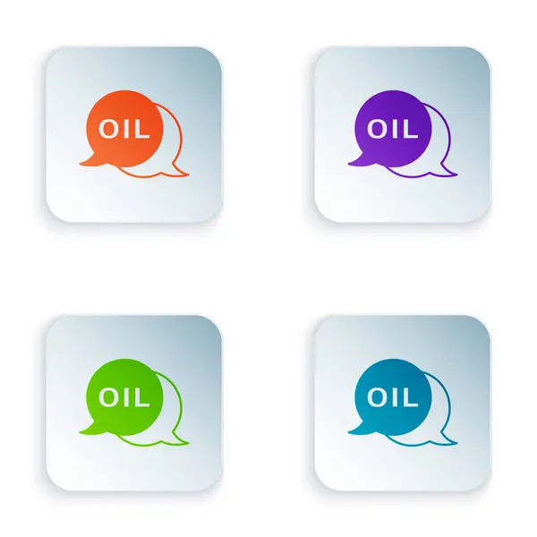 Färg Word olja ikon isolerad på vit bakgrund. Ställ färgglada ikoner i fyrkantiga knappar. Vektor — Stock vektor