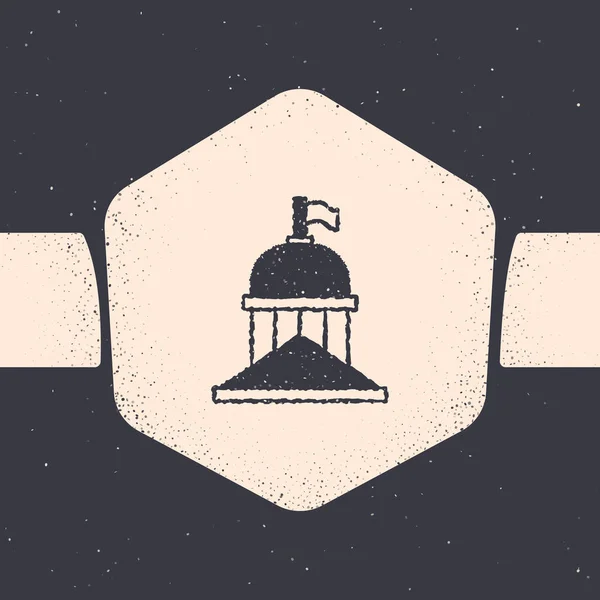 Icono de la Casa Blanca Grunge aislado sobre fondo gris. Washington DC. Dibujo vintage monocromo. Vector — Vector de stock