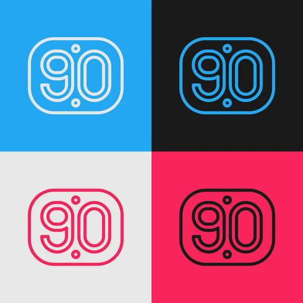 Pop art γραμμή 90 Retro εικονίδιο απομονώνονται σε φόντο χρώμα. Αφίσα του '90. Διάνυσμα — Διανυσματικό Αρχείο