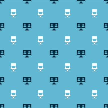 Video sohbet konferansını ve ofis sandalyesini sorunsuz bir düzene sokun. Vektör