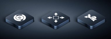 Isometric Pie grafik bilgisini, Arrow 'u ve birçok yönlü ok simgesini ayarla. Vektör