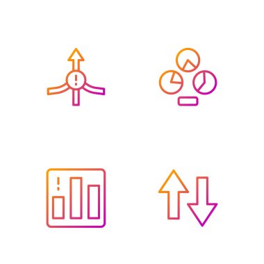 Satır Arrow, pasta grafiği bilgisini ayarlayın ve... Renk simgeleri. Vektör