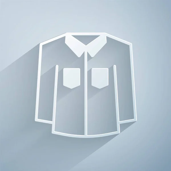 Paper Cut Shirt Icon Isolated Grey Background Paper Art Style — Stock Vector