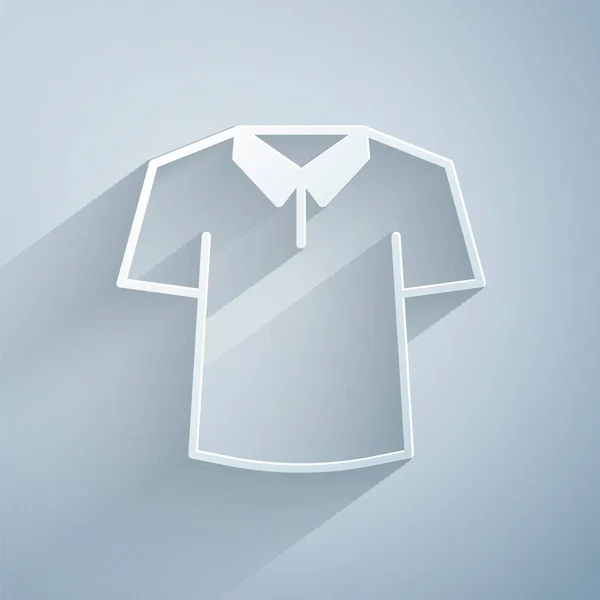 Corte Papel Icono Camisa Aislado Sobre Fondo Gris Estilo Arte — Vector de stock