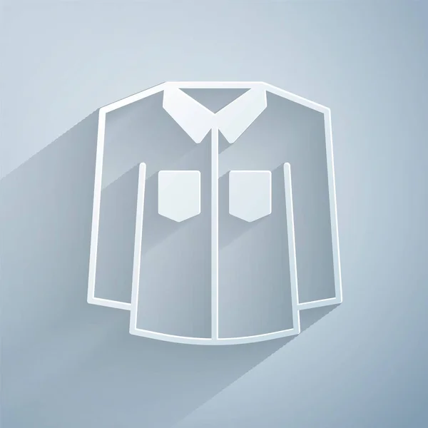 Corte Papel Icono Camisa Aislado Sobre Fondo Gris Estilo Arte — Vector de stock