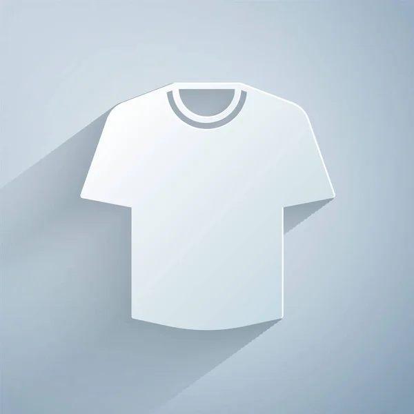 Paper Cut Shirt Icon Isolated Grey Background Paper Art Style — Stock Vector