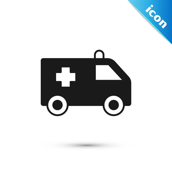 Grijze Ambulance Nood Auto Pictogram Geïsoleerd Witte Achtergrond Ambulance Voertuig — Stockvector