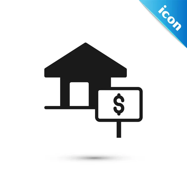 Graues Haus Mit Dollarsymbol Auf Weißem Hintergrund Heimat Und Geld — Stockvektor