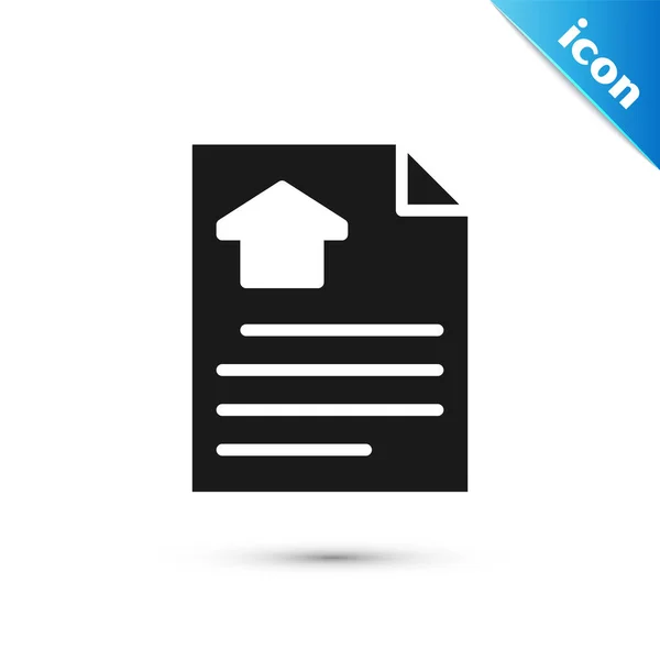 Grey House Vertragssymbol Isoliert Auf Weißem Hintergrund Vertragserstellung Dokumentenerstellung Formular — Stockvektor