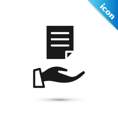 Gri Ev 'in sözleşme ikonu beyaz arka planda izole edilmiş. Sözleşme oluşturma hizmeti, belge oluşumu, başvuru formu bileşimi. Vektör