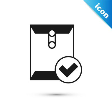 Grey Envelope and check mark icon isolated on white background. Successful e-mail delivery, email delivery confirmation.  Vector