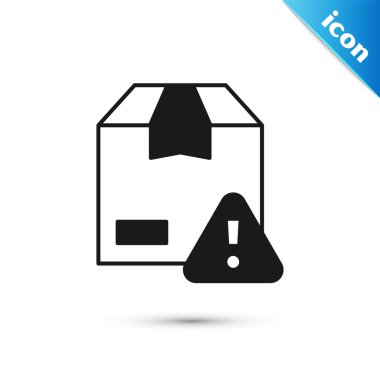 Beyaz arka planda kalkan simgesi olan gri teslimat güvenliği. Teslimat sigortası. Kalkanın ötesinde sigorta kutuları var. Vektör