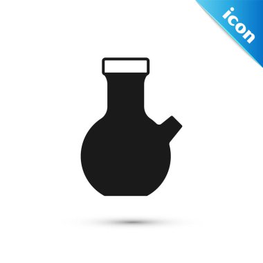 Gri test tüpü ve kimyasal test ikonu beyaz arka planda izole edildi. Laboratuvar cam levhası. Vektör