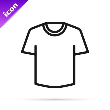 Beyaz arkaplanda siyah çizgi tişört simgesi izole edildi. Vektör