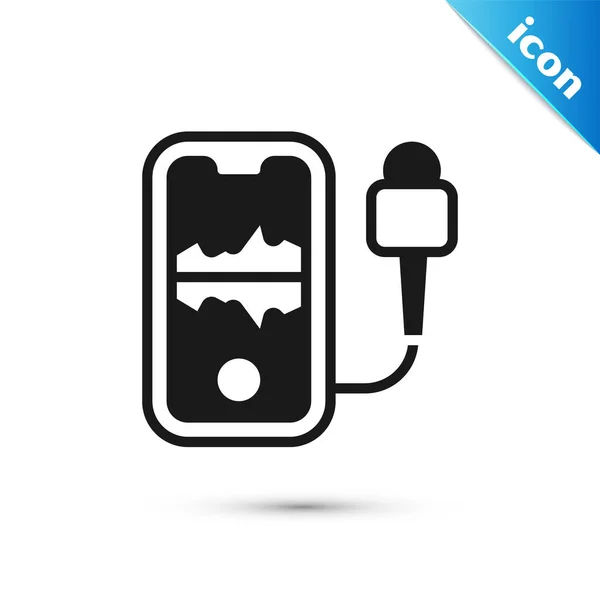 Иконка Записи Grey Mobile Изолирована Белом Фоне Мобильный Телефон Микрофоном — стоковый вектор