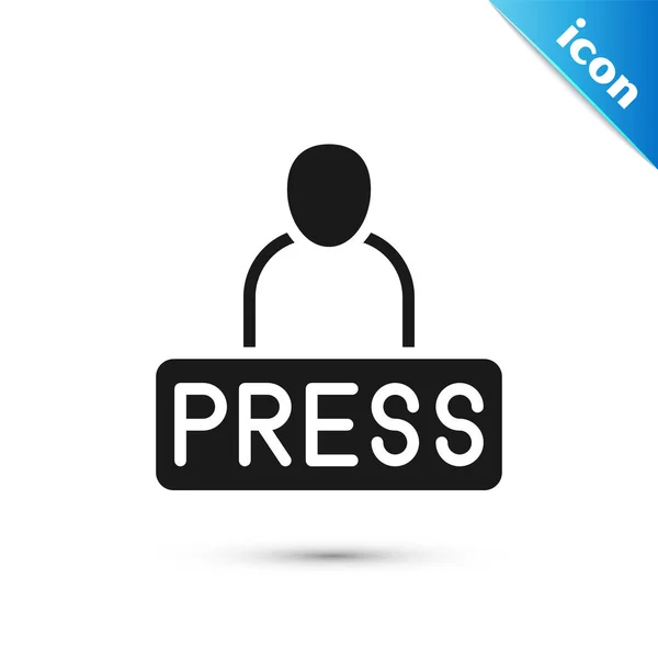 Grey Journalist News Reporter Icon Isolated White Background Vector — Wektor stockowy