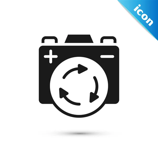 Grey Battery Recycle Symbol Icon Isolated White Background Battery Recycling — Stock vektor