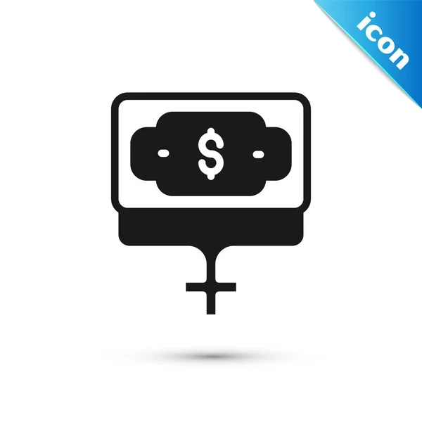Grey Money Growth Woman Icon Isolated White Background Income Concept —  Vetores de Stock