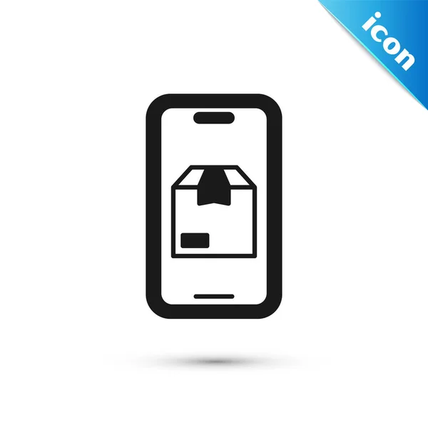 Grey Mobile Smart Phone App Delivery Tracking Icon Isolated White — Wektor stockowy