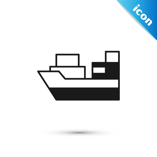 Корабель Grey Cargo Іконою Обслуговування Коробки Доставки Ізольований Білому Тлі — стоковий вектор