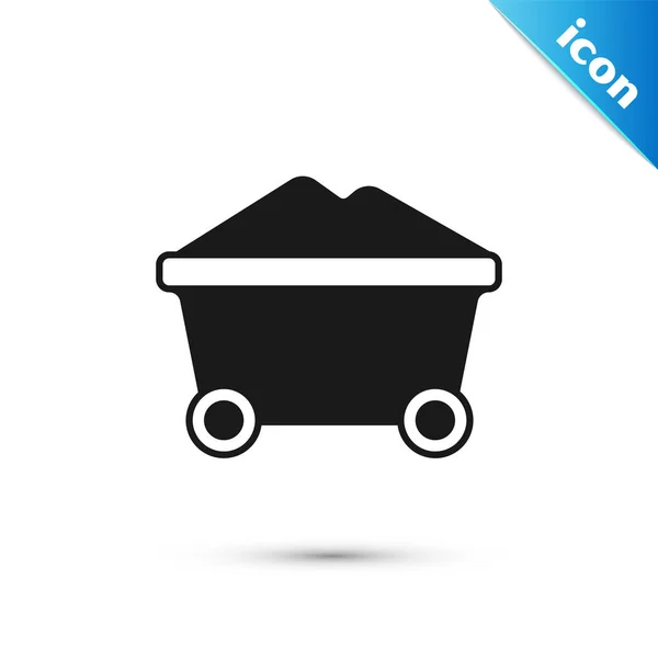Grey Coal Mine Trolley Icon Isolated White Background Factory Coal — Stock Vector