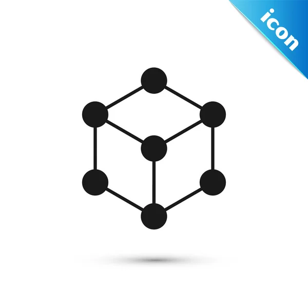 Grijze Molecule Pictogram Geïsoleerd Witte Achtergrond Structuur Van Moleculen Chemie — Stockvector