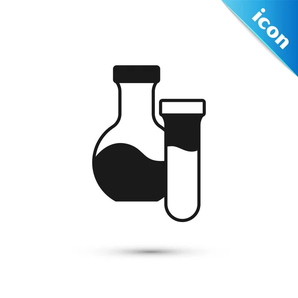 Grey Test Tube Flask Chemical Laboratory Test Icon Isolated White — Stock Vector