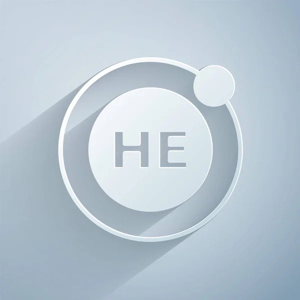 Papiergeschnittenes Symbol Des Chemischen Elements Helium Isoliert Auf Grauem Hintergrund — Stockvektor