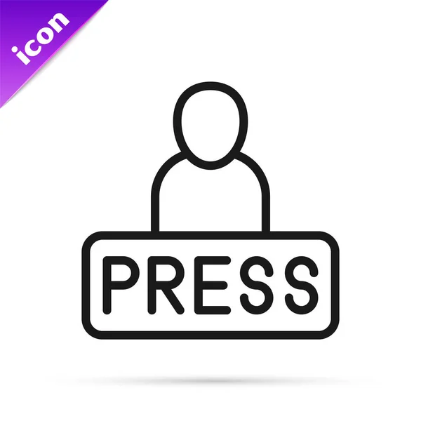 Black Line Journalist News Reporter Icon Isolated White Background Vector — Wektor stockowy