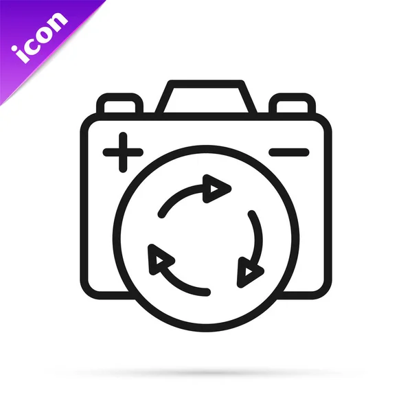 Black Line Battery Recycle Symbol Icon Isolated White Background Battery — ストックベクタ