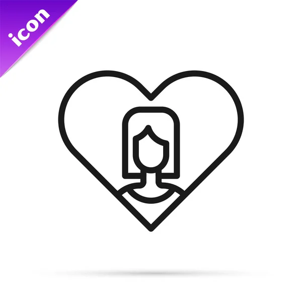 Black Line Heart Female Icon Isolated White Background Venus Symbol — Vetor de Stock