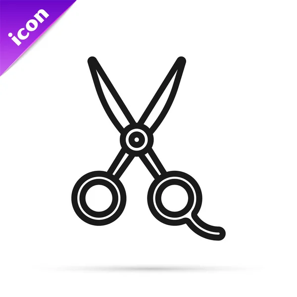 Black Line Scissors Hairdresser Icon Isolated White Background Hairdresser Fashion — Stock Vector